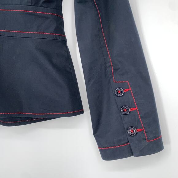 Moschino Navy Blazer With Red Contrast Stitching Peak Lapel Jacket - Picture 8 of 12